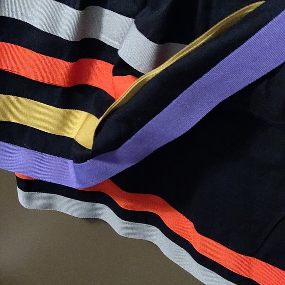 Asos Black Peplum Dress with Multi Color Grosgrain Ribbon SIZE 8 - Picture 5 of 6